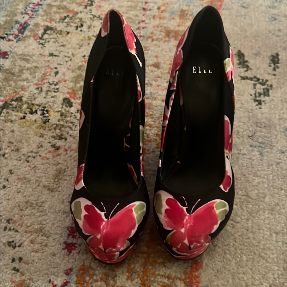 Elle Women's Black and Pink Butterfly Heels